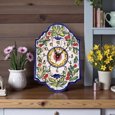 Horloge murale 36x24cm Frutti di Bosco Céramique artisanale italienne originale de Deruta