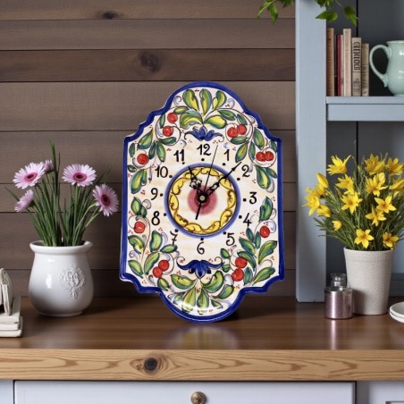 Horloge murale 36x24cm Frutti di Bosco Céramique artisanale italienne originale de Deruta