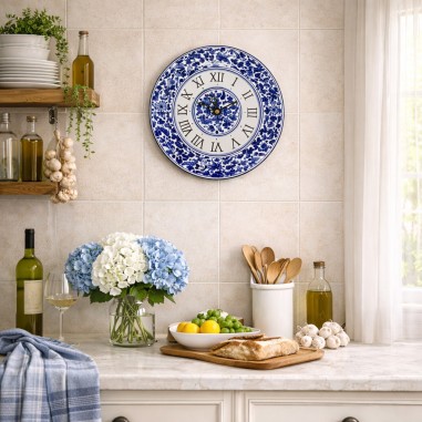 Horloge murale rond 30cm Arabesco Bleu