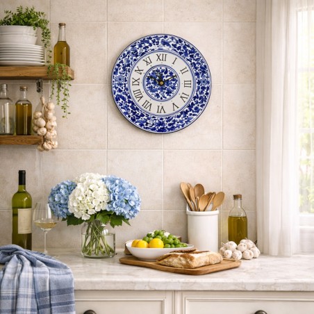 Horloge murale rond 30cm Arabesco Bleu