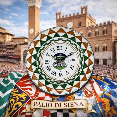 Orologio 30cm Palio di Siena - Selva  ceramica di deruta