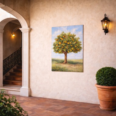 Pannello decorativo120x80cm Arance  ceramica di deruta