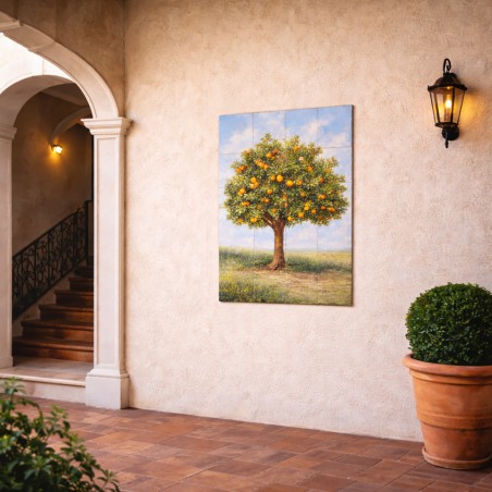 Pannello decorativo120x80cm Arance  ceramica di deruta