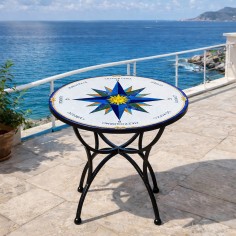 Iron chair with seat 16x16" h18" Grifo Handcrafted Deruta Pottery