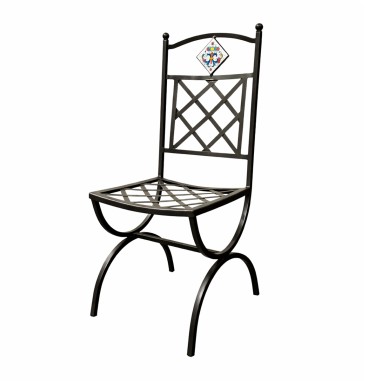 Sedia in ferro 40x40cm Grifo con mattonella Ricco Deruta  ceramica di deruta