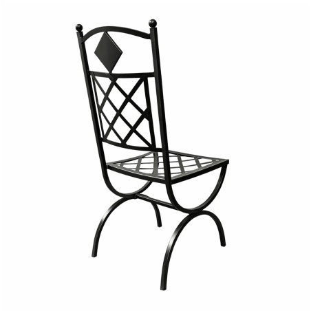 Iron chair with seat 16x16" h18" Grifo with tile Limoni Handcrafted Deruta Pottery